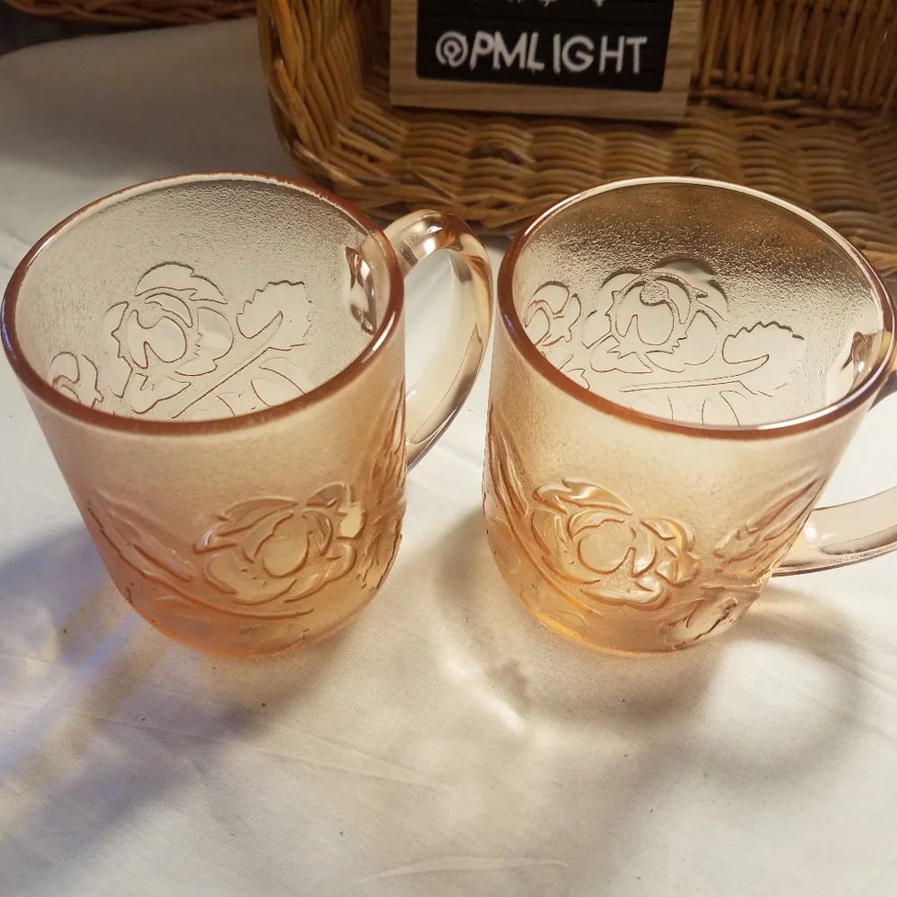 Rose Glass Mugs Set of 2 Clear Arcoroc